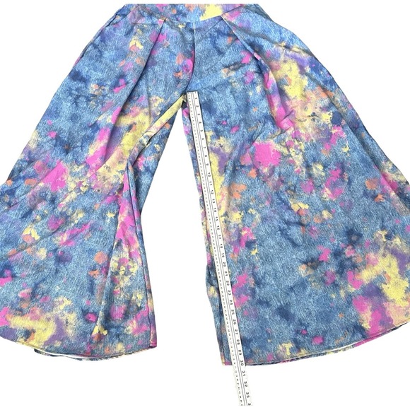 Nylon Apparel Women's‎ Pants Wide Leg Palazzo Festival Paint Splatter Art Medium - Picture 3 of 11
